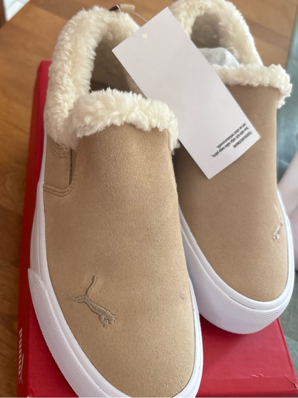 Puma Bari Comfort Women's Slip-On Box - Tan & White